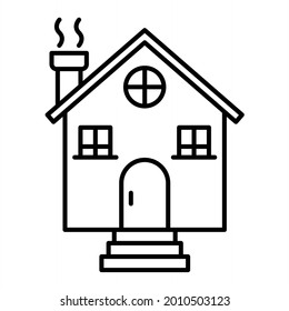 Vector Cottage Outline Icon Design
