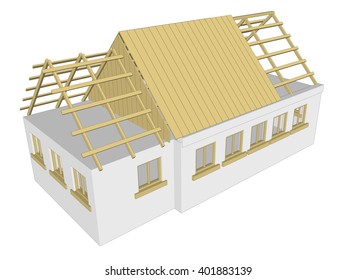 vector cottage white house