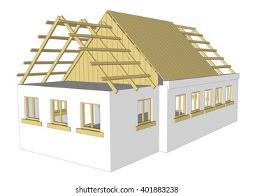 vector cottage white house