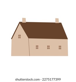 vector cottagecore landscape illustration clipart, house, tree, bunch, clip art, images in flat cartoon style