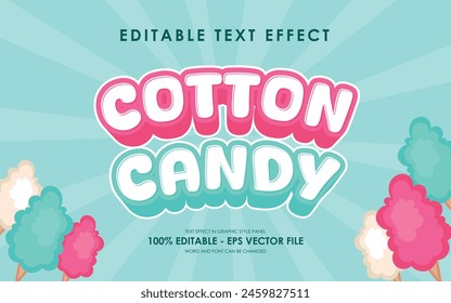 Vector COTTON CANDY 3D TEXT EFFECT