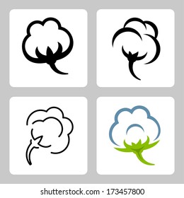 Vector cotton icons set