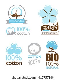 Vector Cotton Icons Set Collection Logo