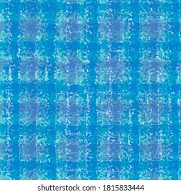 Vector cotton weave texture seamless pattern background. Organic watercolor brush stroke effect aqua blue woven check backdrop. Modern fabric cloth style all over print for beach, vacation concept