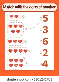 Vector count and match numbers math worksheet template