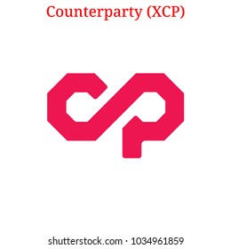 Vector Counterparty (XCP) digital cryptocurrency logo. Counterparty (XCP) icon. Vector illustration isolated on white background.