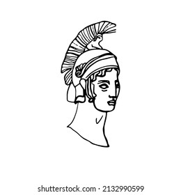 vector countinious line drawing of ancient greek sculpture isolated on white background