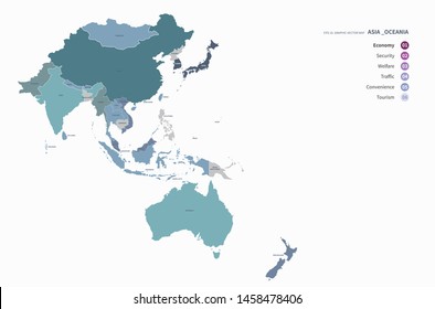 vector countries map of oceania and asia 