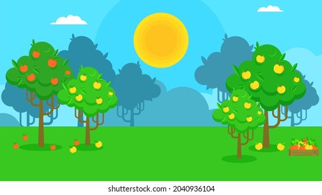 558 Cartoon fruit orchard landscape Images, Stock Photos & Vectors ...