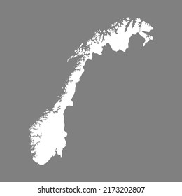 Mapa del país vector 1 - Noruega Mapa geográfico noruego negro y blanco de dos colores Silueta de diseño simple