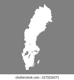 Vector Country Map 1 - Sweden Swedish Geographical Black and White Map Two Colors Simple Design Silhouette Sverige Karta
