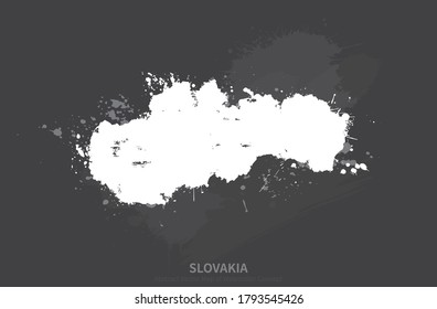 Vector Country Map Series of Watercolor Concepts in Slovakia, Europe.