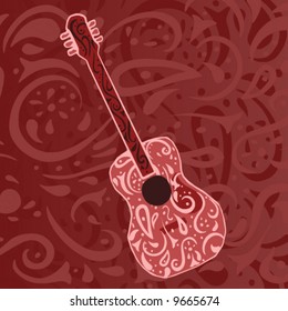 Vector country music background - acoustic guitar