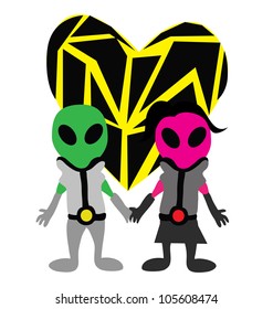 Vector - A couple of aliens.Concept:I love you.