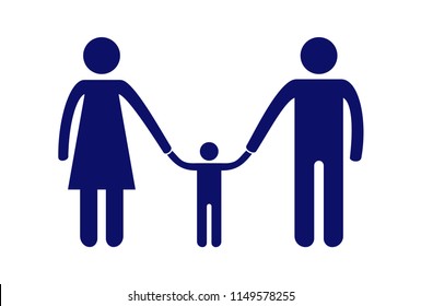 Vector couple with a child on white background