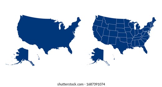 Vector couple color navy of map United States of America (USA).