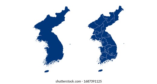 Vector couple color navy of map Korea.