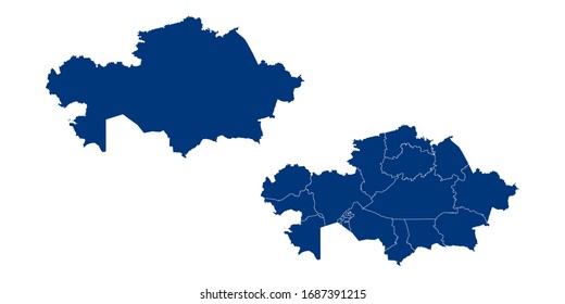 Vector couple color navy of map Kazakhstan.