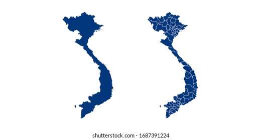 Vector couple color navy of map Vietnam.