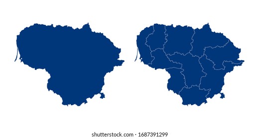 Vector couple color navy of map Lithuania.