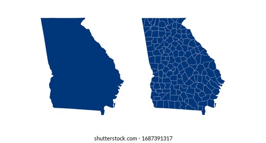 Vektorillustration Paar farbige Marine der Karte Georgia (USA).