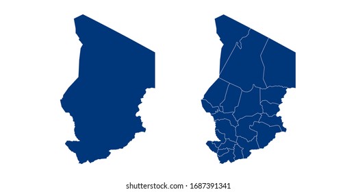Vector couple color navy of map Chad.