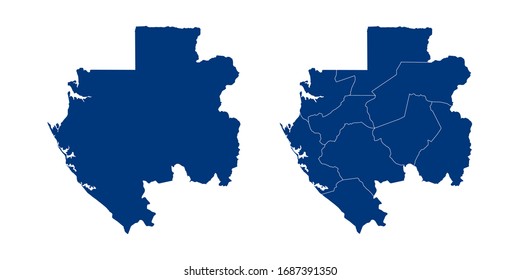 Vector couple color navy of map Gabon.