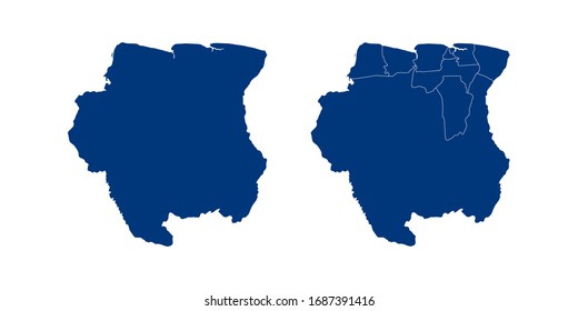 Vector couple color navy of map Suriname.