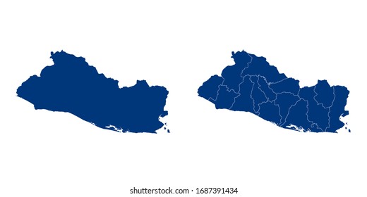 Vector couple color navy of map El Salvador.