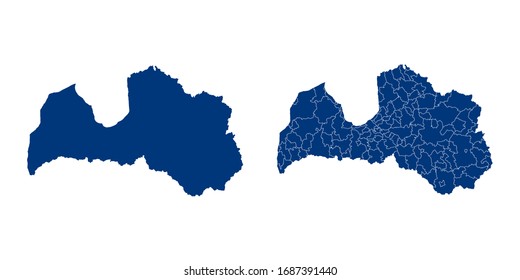 Vector couple color navy of map Latvia.