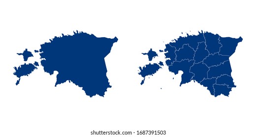 Vector couple color navy of map Estonia.