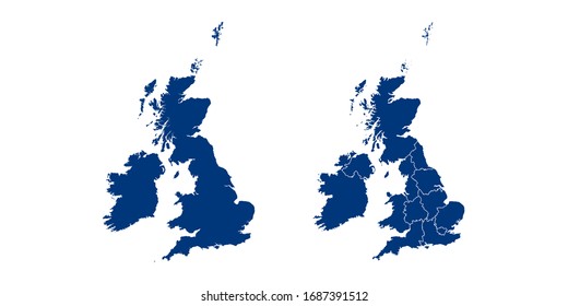 Vector couple color navy of map United Kingdom (UK).