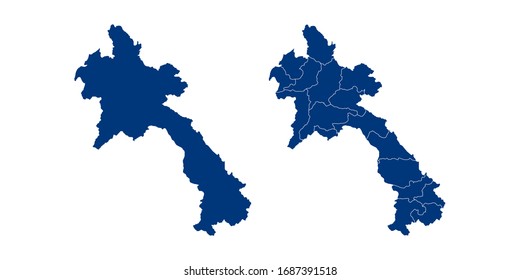 Vector couple color navy of map Laos.