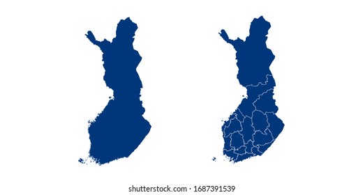 Vektorillustration Paar Farbe Marine von Karte Finnland.