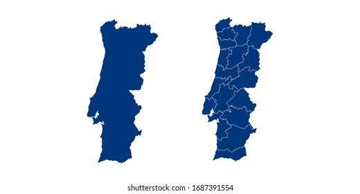 Vector couple color navy of map Portugal.