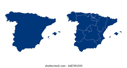 Armada de colores de la pareja de vectores de mapa España.