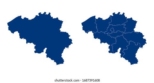 Vector couple color navy of map Belgium.