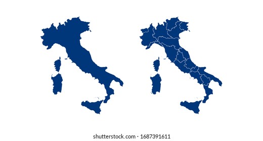 Pareja vectorial marina color del mapa Italia.