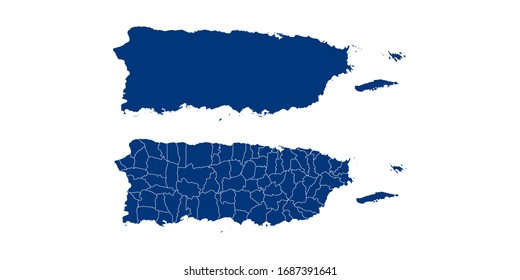 Vector couple color navy of map Puerto Rico.