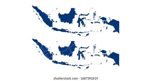Armada de colores de la pareja de vectores del mapa de Indonesia.