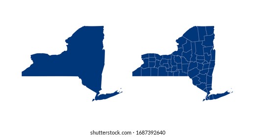 Vector couple color navy of map New York.