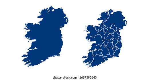 Vector couple color navy of map Ireland.