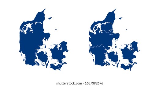 Vector couple color navy of map Denmark.