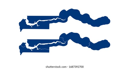 Vektorillustration Paar Farbe Marine der Karte Gambia.