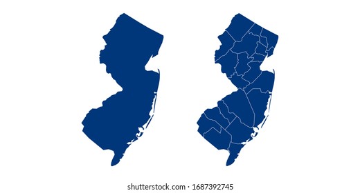 Vector couple color navy of map New Jersey.