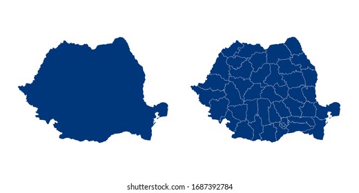 Vector couple color navy of map Romania.