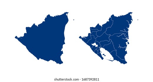 Vector couple color navy of map Nicaragua.