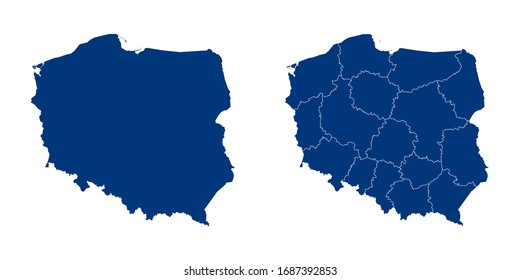 Vector couple color navy of map Poland.