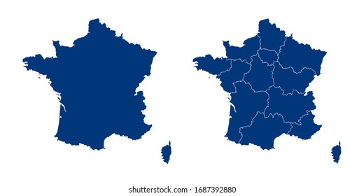 Vector couple color navy of map France.