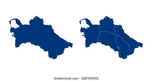 Vector couple color navy of map Turkmenistan.